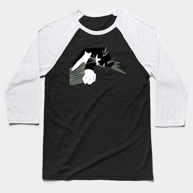 Cute Tuxedo Cat who loves to Lie on Mum Copyright by TeAnne Baseball T-Shirt by TeAnne